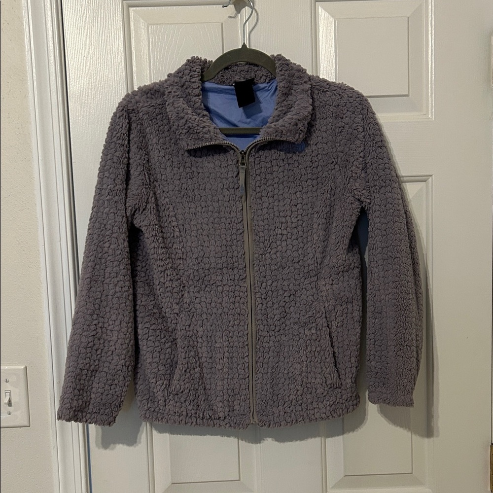 The North Face Gray and Blue Sherpa Jacket